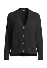 GALERIA - Cashmere Cardigan "Lille", V-Ausschnitt, aufgesetzte Taschen, für Damen - ANTHRA MELANGE