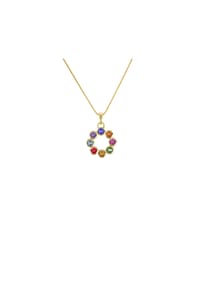 VANDENBERG - Damen Kette mit Anhänger, 925er Sterling Silber mit Amethyst, Blautopas, Lolith, Peridot, Citrin, Rodolith - GELBGOLD