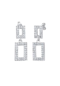 elli. PREMIUM - Ohrringe Ohrhänger Geometrische Form 925 Silber, Mit Kristallen Von Swarovski® - Silber
