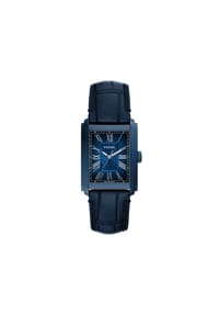 FOSSIL Carraway - Fossil Herrenuhr Carraway mit drei Zeigern, marineblaues Krokodilleder, FS6170 - Blau