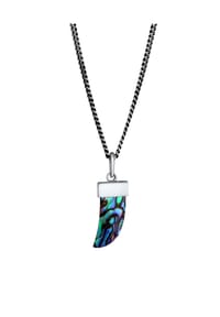 KUZZOÍ - Halskette Herren Panzer Abalone Muschel Zahn 925Er Silber - Schwarz