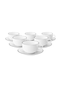Seltmann Weiden Milchkaffeetassen mit Untertassen Lido Black Line 350 ml 6er Set weiß - LIDO BLACK LINE - weiß