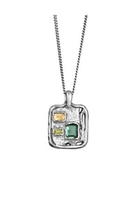 HAZE & GLORY - Halskette Anhänger Peridot Quarz Citrin 925 Sterling Silber - Silber
