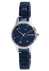 ONE ELEMENT Raptor - Damen Quarz Armbanduhr Elisa mit Edelstahlgliederarmband - 3 ATM - Mineralglas - blau-silber