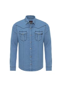 CIPO & BAXX® - Jeanshemd CH189 hochwertiger Denim-Stoff - ICEBLUE