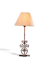 LOBERON - Tischlampe Clamart leinen/antikbraun - leinen/antikbraun
