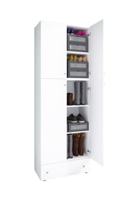 VCM. - Holz-Schuhschrank | Maße: H. 200 x B. 70 x T. 39 cm| Allzweckschrank | 5 Fächer | 4 Drehtüren | extra Schublade– Lona - Buche