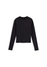 TOMMY Jeans - Langarmshirt, Wellensaum, für Damen - BDS BLACK