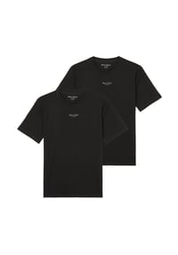 Marc O'Polo - Herren T-Shirt, 2er Pack - Medium-Logo, Regular Fit, Baumwolle, Logoprint, uni - Blau/Weiß