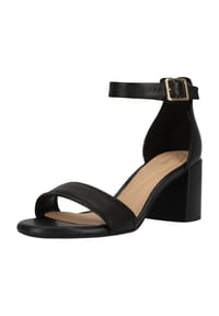 CLARKS® - Sandalen Ezoria Mae mit raffinierter ausgestellter Ferse - 1216 Black Leather