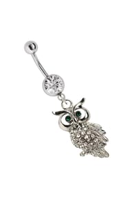 Adelia's - Bauchnabel Piercing Schmuck 316l Stahl Banane mit Eulenanhänger - schwarz