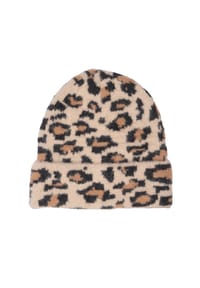Seasons of April - Leo Mütze VEYA LEO Weiche, kuschelige Mütze mit Leo-Muster aus 100% Viskose - Beige