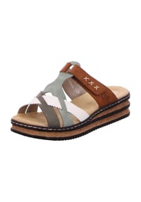 rieker - Pantoletten - olive/mint/offwhite