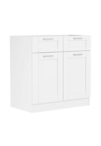 VCM. - Küchenschrank | Maße ca. H. 82 x B. 80 x. T. 46 cm | Unterschrank mit zwei Drehtüren und zwei Schubladen im Landhaus Stil | Küchenmöbel – Colura - Weiß