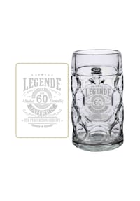 LUXENTU - Maßkrug mit Gravur Legende seit 60 Jahren 1,0 Liter transparent - transparent
