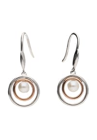 SMART JEWEL® - Ohrhaken mit Süßwasser-Perle, bicolor, Silber 925 - silber/rosé