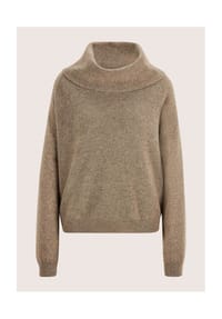 MADELEINE - Zeitloser Wollpullover mit Capuchon-Kragen - taupe / melange