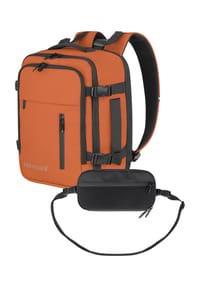 normani® - Erweiterbarer Handgepäck-Rucksack mit Reisepass Brusttasche - Beige