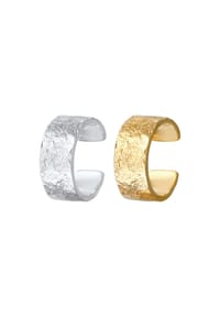 elli. - Ohrringe Earcuff Set Breit Basic Strukturiert 925 Silber Bicolor - Zweifarbig