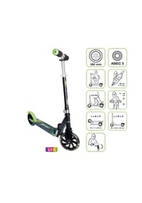 muuwmi - Aluminium Scooter Neon 180 mm, mit Leuchtrollen - grün