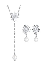 elli. - Schmuckset 2Er Set Edelweiss Perle Tracht 925 Silber - Gold