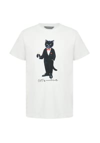 CAT by manii'ta lacitta - Weißes T-Shirt mit Dandy-Katze - weiß