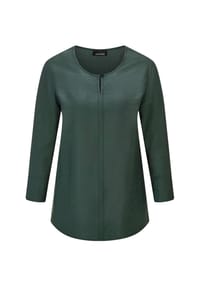 GOLDNER - Kurzgröße:  Viskosebluse mit 3/4-Ärmeln, Rundhals - grün