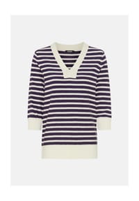 olsen - Pullover mit Streifen und V-Ausschnitt - Plum