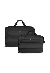 REDOLZ Duffle Essentials - Duffle Essentials 2-Rollen Reisetasche Set 2 tlg. M+L mit Dehnfalte - black