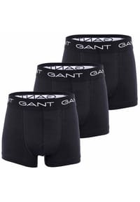 GANT - Jungen Boxer Shorts, 3er Pack - Trunks, Cotton Stretch, einfarbig - Schwarz