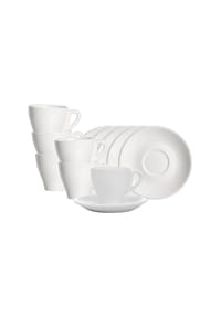 Ritzenhoff & Breker Kaffeetassen mit Untertassen Bari 150 ml 6er Set weiß - BARI - weiß
