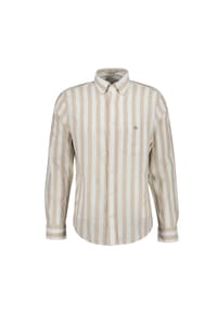 GANT - Herren Hemd - Regular Cotton Linen Stripe Shirt, Leinen-Baumwoll-Mix, gestreift - Beige