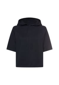 camel active - Kurzarm Strickpullover mit Kapuze - Dunkelblau