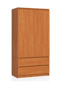 Akord - Kleiderschrank S90 mit 2 Türen, 2 Schubladen und 4 Einlegeböden - artisan-eiche