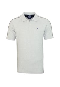 Champion® - Shirt Poloshirt mit Knopfleiste und Zierstreifen - grau