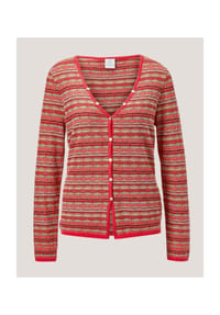 MADELEINE - Schmale Strickjacke mit mehrfarbigem Streifenmuster - macchiato / perlweiß / multicolor