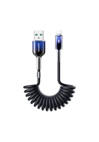 COFI - S-A43 Crystal-Clear Serie USB-A – iPhone Spiralkabel 1,5 m Schwarz - Schwarz 150 x 1 x 1 cm