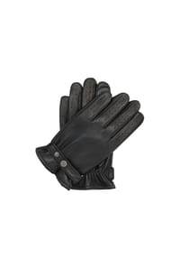 Kazar - Schwarze Herrenhandschuhe aus Leder mit Schnürchen - Schwarz