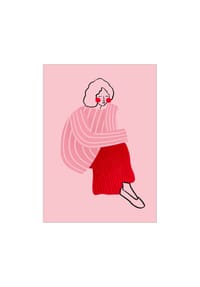  POSTER & FRAME® - Poster  Bea Muller - Pink and Red Line Lady - 30 x 40 cm