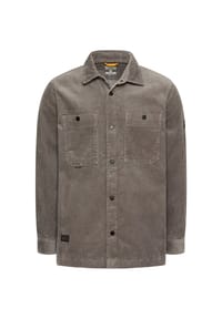 camel active - Cord Overshirt mit Druckknöpfen - Steingrau