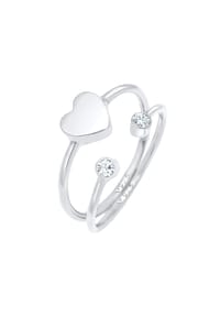 elli. - Ring Herz Stapelring Set 925 Silber, Mit Kristallen Von Swarovski® - Gold