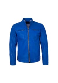 JILANI - Herren Lederjacke Lammnappa blau - blau