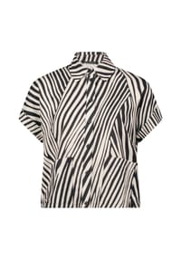 BETTY BARCLAY - Leinenbluse mit Kragen - Schwarz/Beige