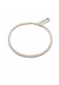 DI PERLE® DI PERLE Schmuckkollektion - Süßwasser Zuchtperlen Halskette Collier aus 925er Silber vergoldet, 45 cm - weiß