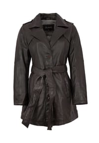 JILANI - Damen Ledermantel Trenchcoat Lammnappa dunkelbraun - dunkelbraun