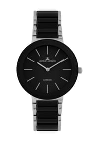 JACQUES LEMANS CERAMIC - Damenuhr "JL 42-7A" - SCHWARZ/SILBER
