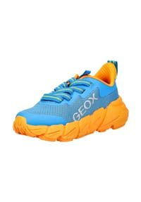 GEOX - Lederimitat/Textil Sneaker - Blau/Orange