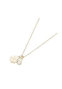 Luigi Merano® - Kette 2 Anhänger, Kleeblatt und Zirkonia, Gold 375 - gold