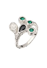 elli. - Ring Zirkonia Schwarz Synthetischer Smaragd Grün 925 Sterling Silber - Gold