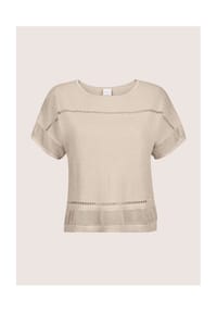MADELEINE - Kurzarm-Pullover mit Glanz-Effekt - kiesel
